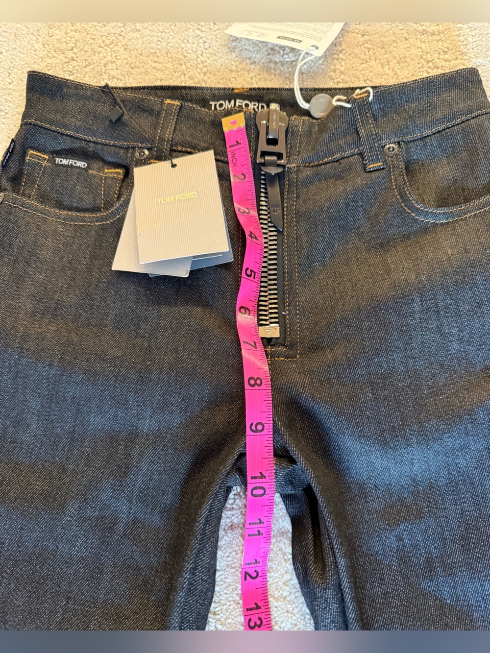 NWT TOM FORD Exposed Zip Skinny Jeans Black TF Logo Size 24 - Picture 12 of 12